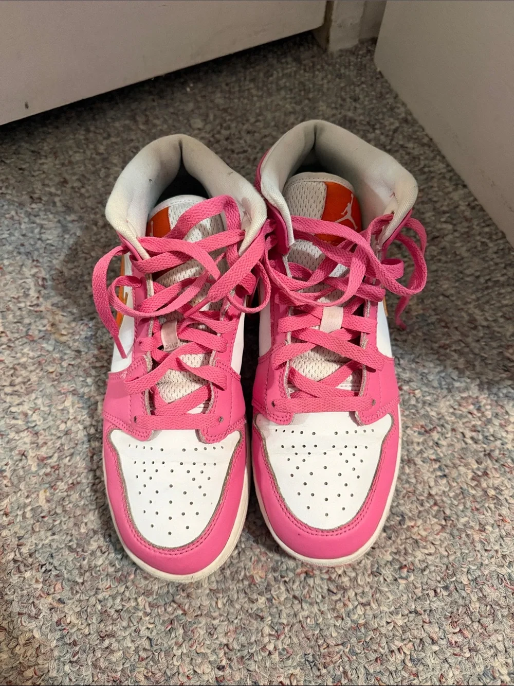 Nike Kids Pink and White High-Top Sneakers